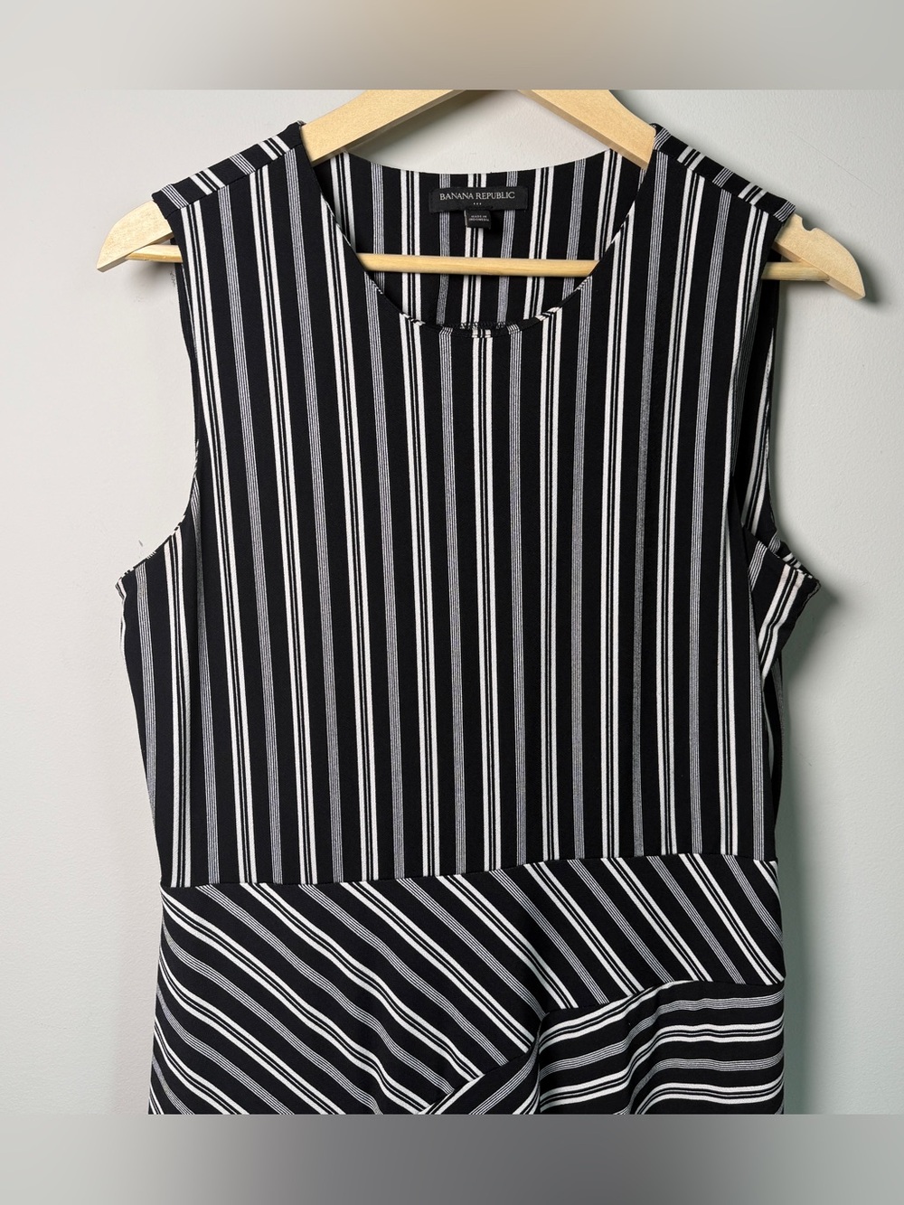 Banana Republic Black White Mixed Stripe Mod Fit Flare Midi Dress | Size L - Picture 3 of 10